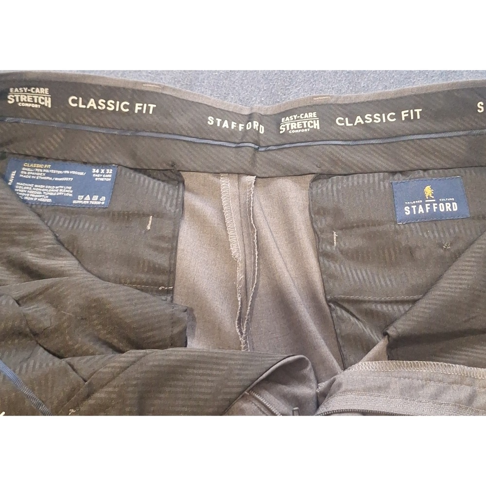 Stafford Classic Fit Gray Stretch Easy Care Mens Dress Pants 34x30